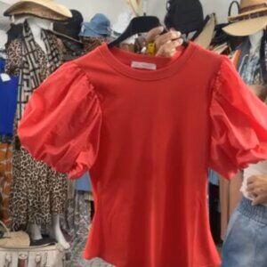 Boho Solid Big Puff Sleeve Bodysuit